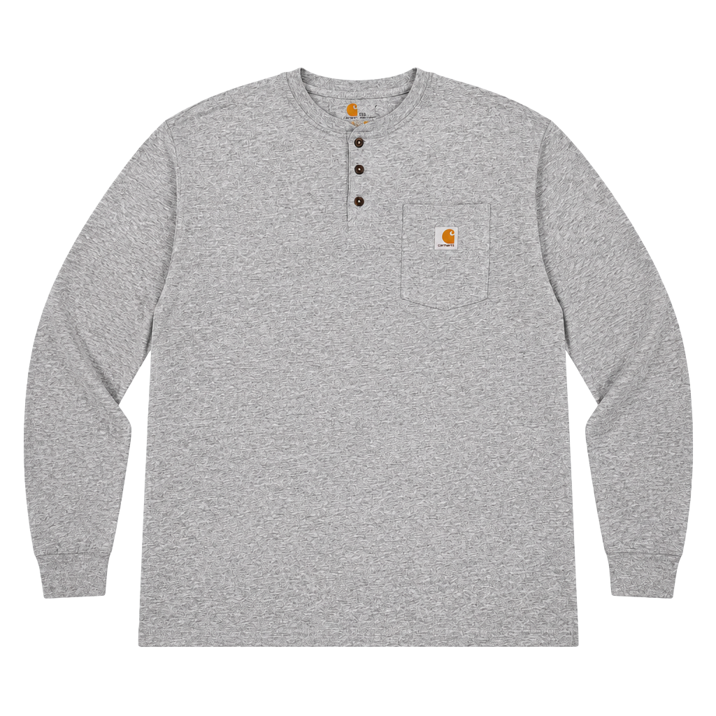 Carhartt Workwear Pocket Long Sleeve Henley Shirt Size 2XL Gray 1