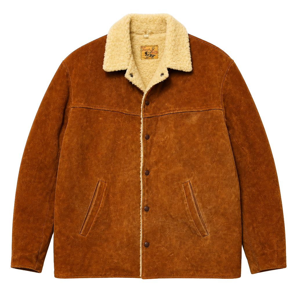 Bay River Vintage Suede Sherpa Lined Western Jacket Brown 1