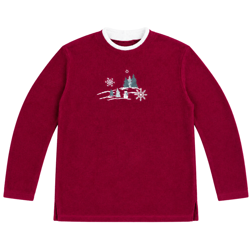 Vintage Granny-core Christmas Pullover Fleece Snowman Holiday Sweater 1