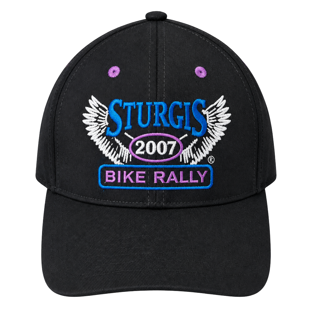 Sturgis Bike Rally 2007 Embroidered Black Adjustable Baseball Cap 1