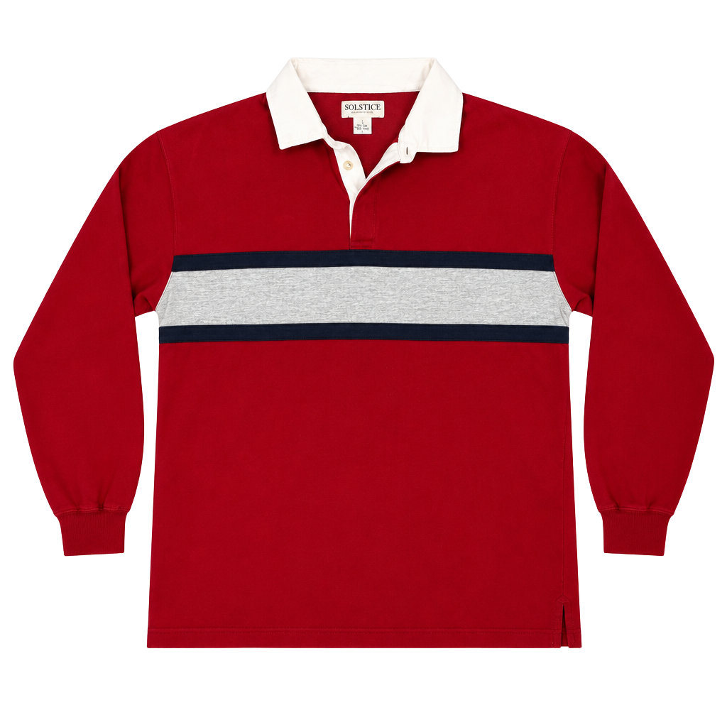Vintage Solstice International Rugby Shirt Size L Red Long Sleeve Striped 1