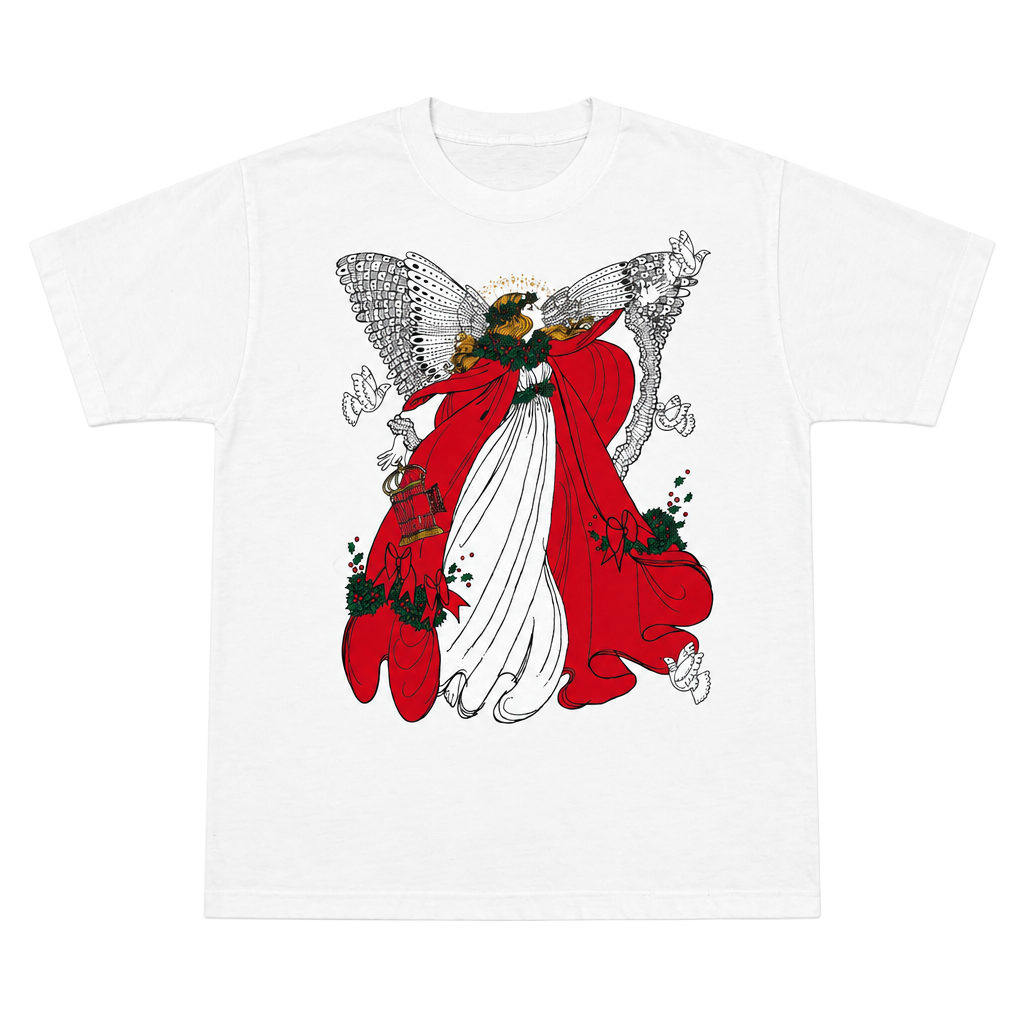 Vintage Delta Christmas Angel Graphic T-Shirt White Art Print 1