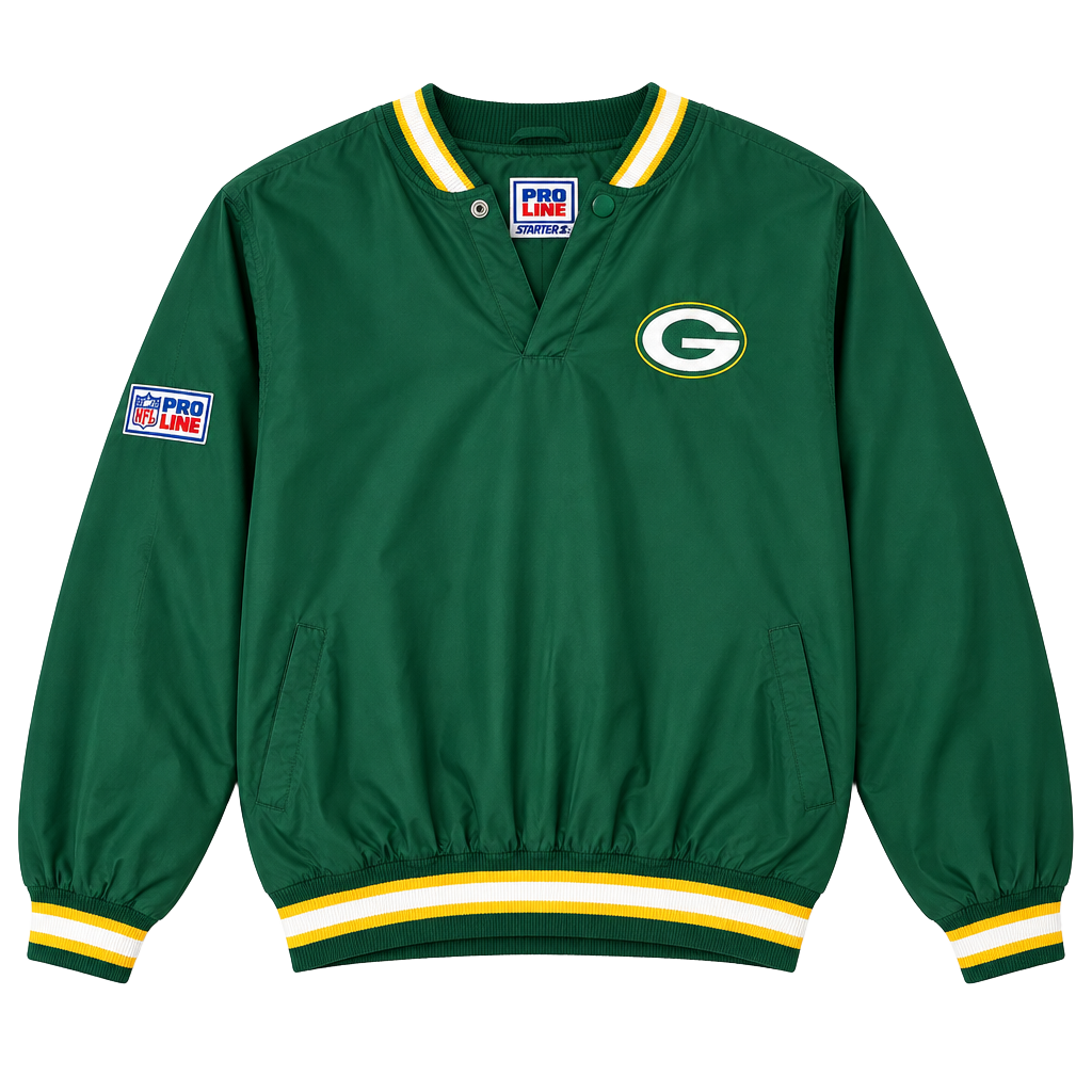 Vintage 90s Starter NFL Pro Line Green Bay Packers Windbreaker Pullover Jacket 1