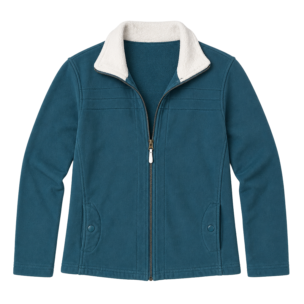 Columbia Sherpa Lined Collar Fleece Jacket Slate Blue Teal Womens Medium 1