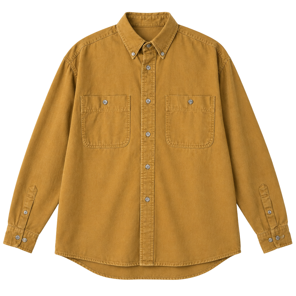Vintage Wrangler Rugged Wear Heavy Canvas Button Up Shirt XL Duck Brown Workwear 1