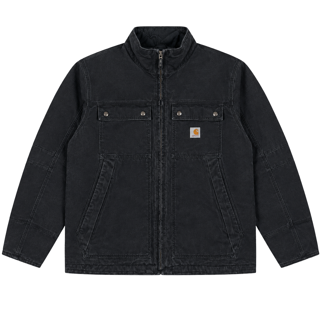 Carhartt J293 Jacket Size L Black Quilted Insulated Workwear Coat 1