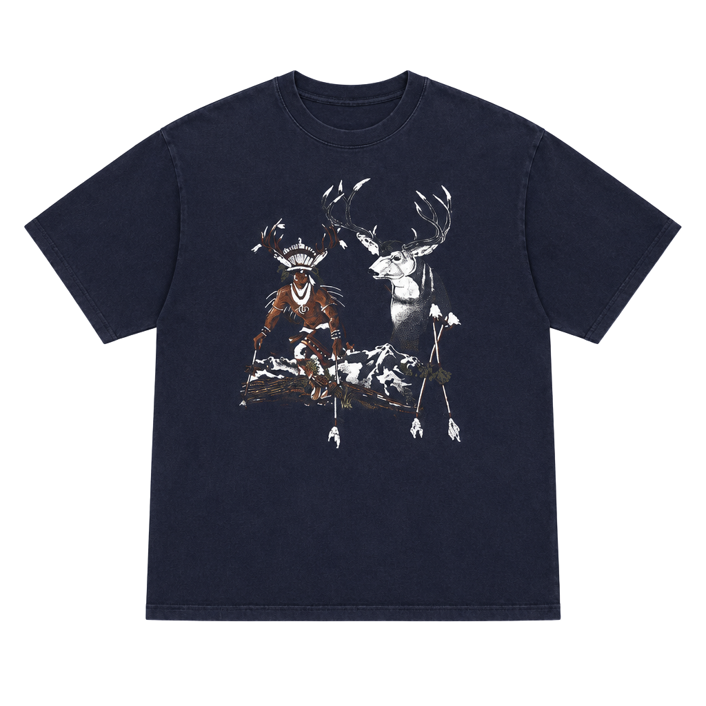 Taos Eagle Native American Graphic T-Shirt Navy Blue 1