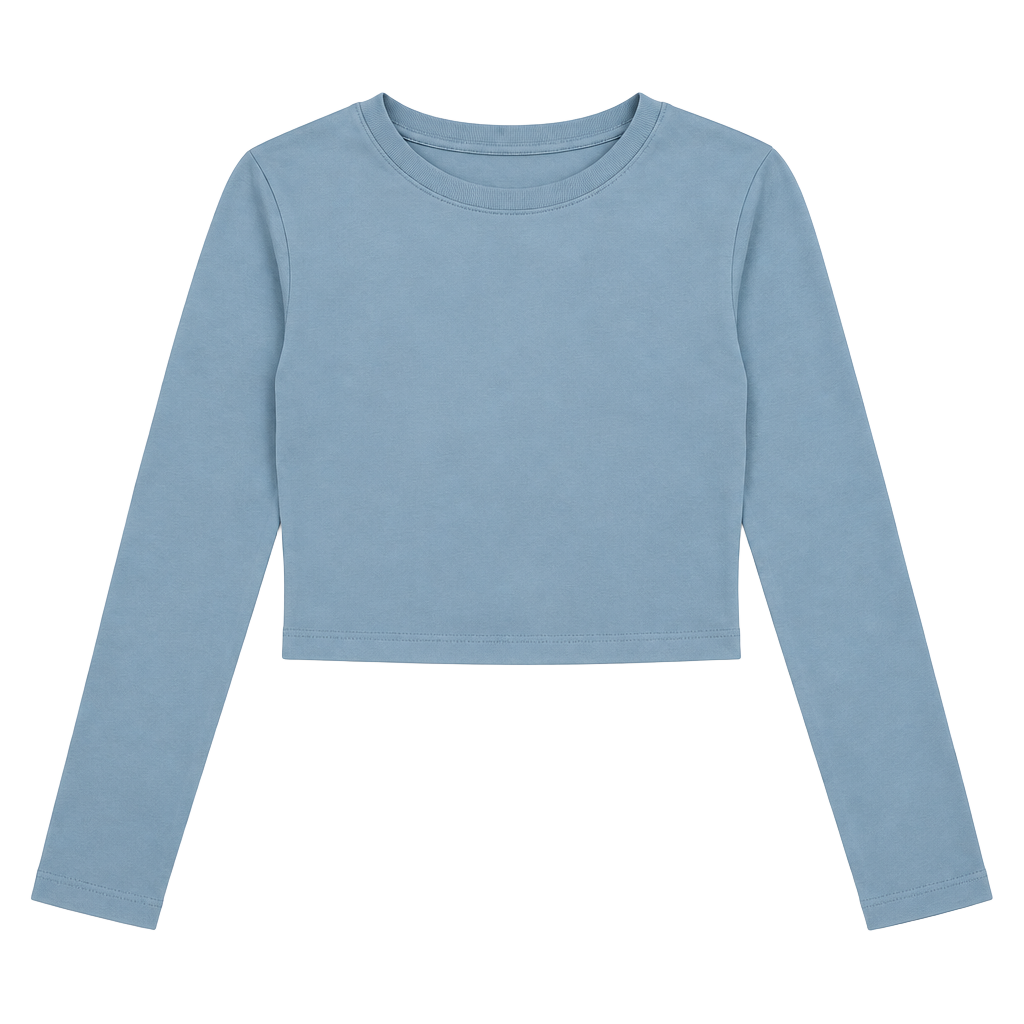 Light Blue Long Sleeve Athetic Crop Top 1