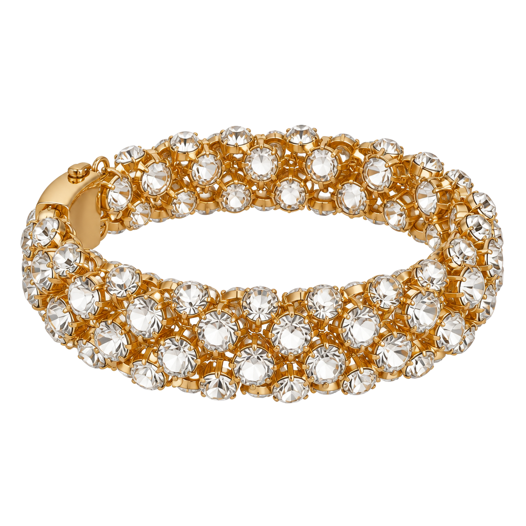 Kendra Phillip Gold & Crystal Tennis Bracelet Signed 1