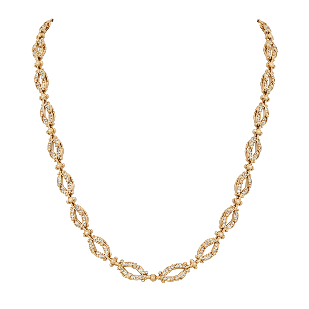 Vintage Monet Gold-Tone Crystal Link Necklace - 14” EUC 1