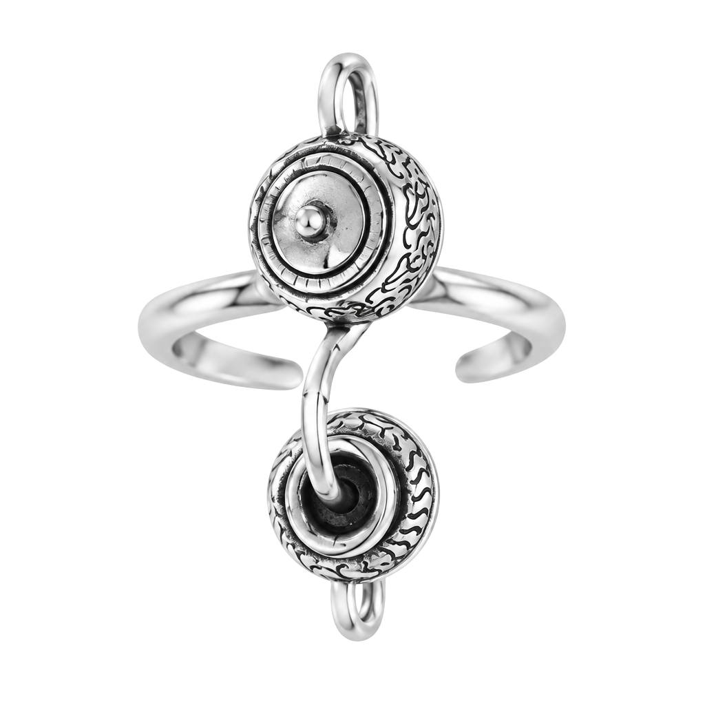 White Gold Double Teapot Ring - Size 8 1