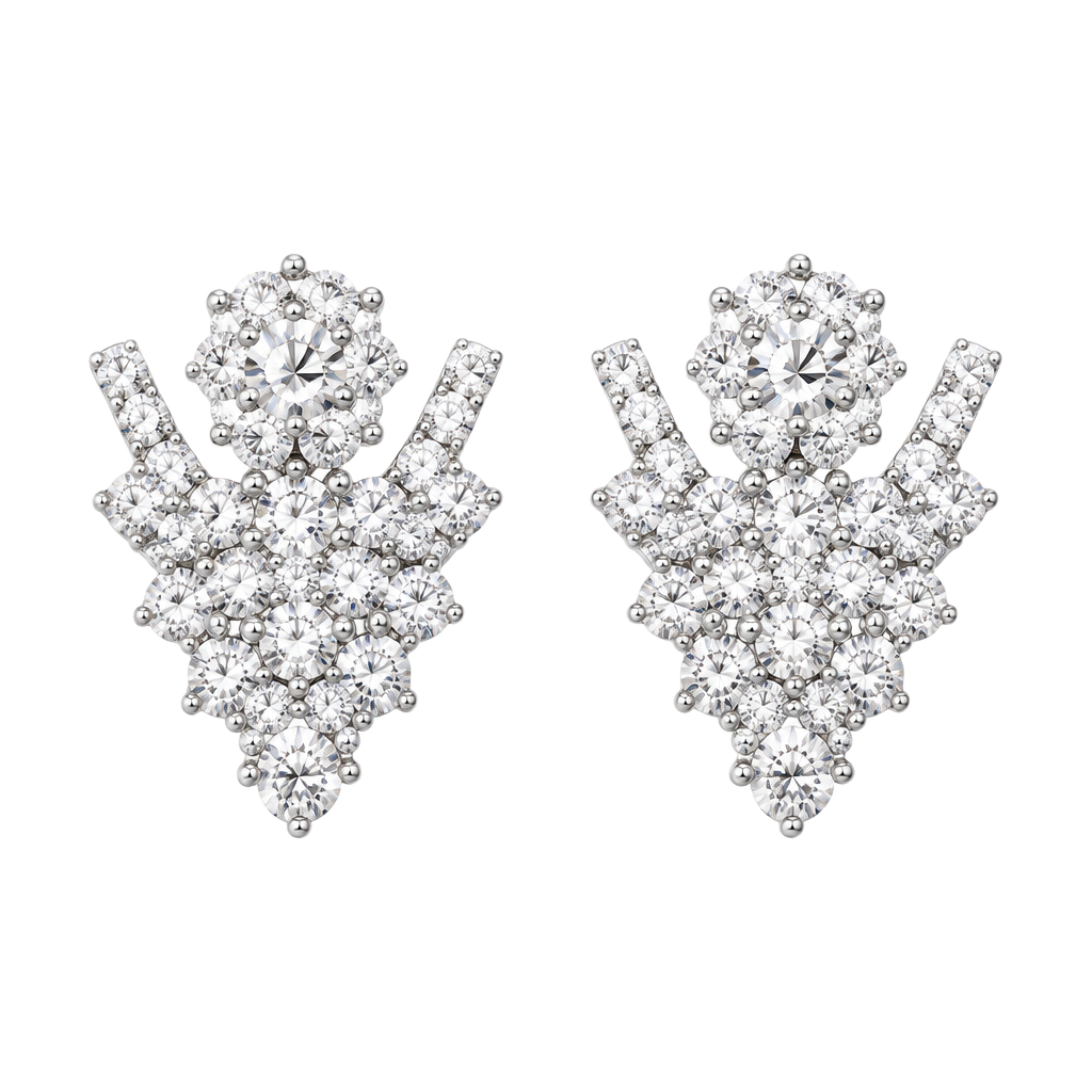 Antique Crystal Cluster Drop Earrings - Gold Tone 1