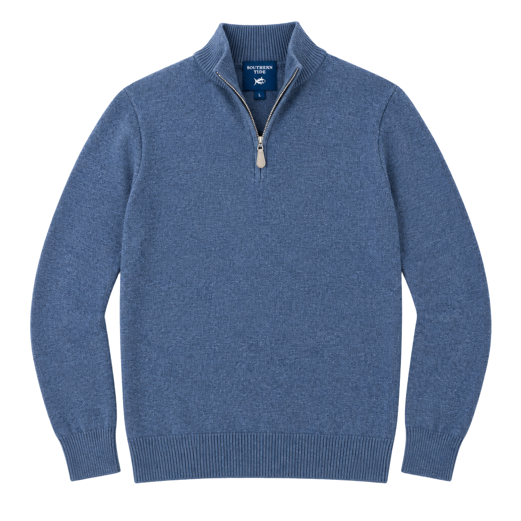 Savile Row Company Quarter Zip Sweater Size S Blue Cotton 1