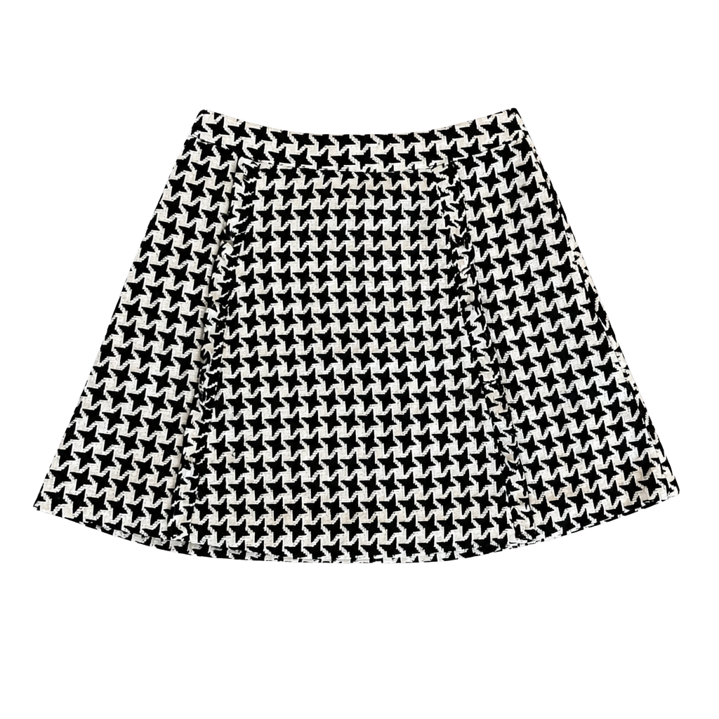 Loft Outlet Black and White Houndstooth A-Line Mini Skirt 1