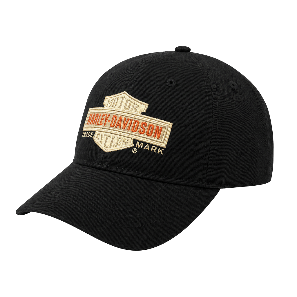 New Harley-Davidson Motor Cycle Logo Hat Black Cap With Punched Leather 1
