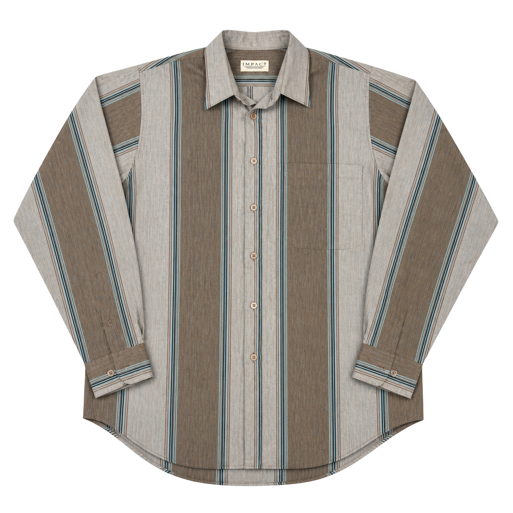 Impact Men's Vintage Striped Long Sleeve Button-Down Shirt 1