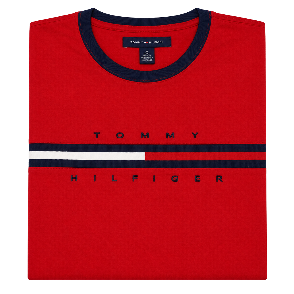 Tommy Hilfiger Tino Short Sleeve Tee Size XL Red Stripe Logo 1