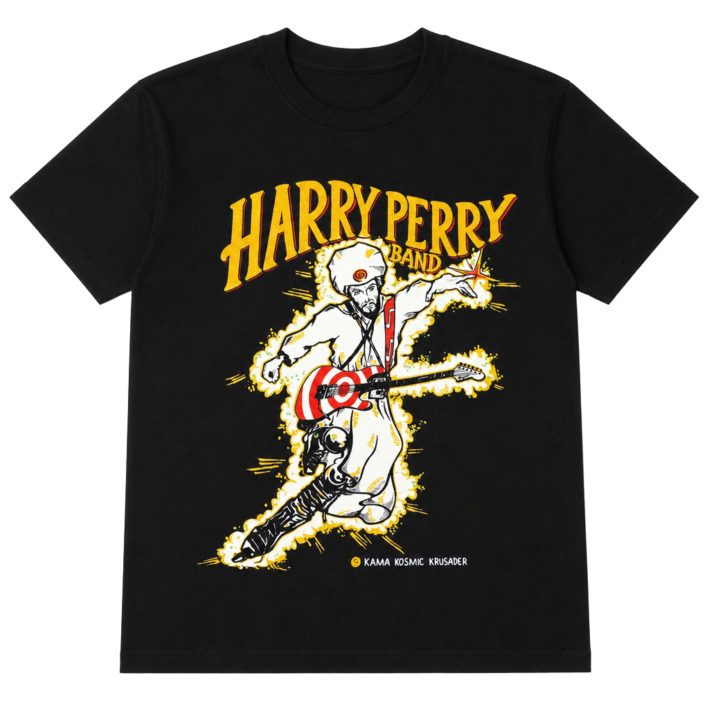 Alstyle Harry Perry Band Kama Kosmic Krusader Size Large Black T-Shirt 1