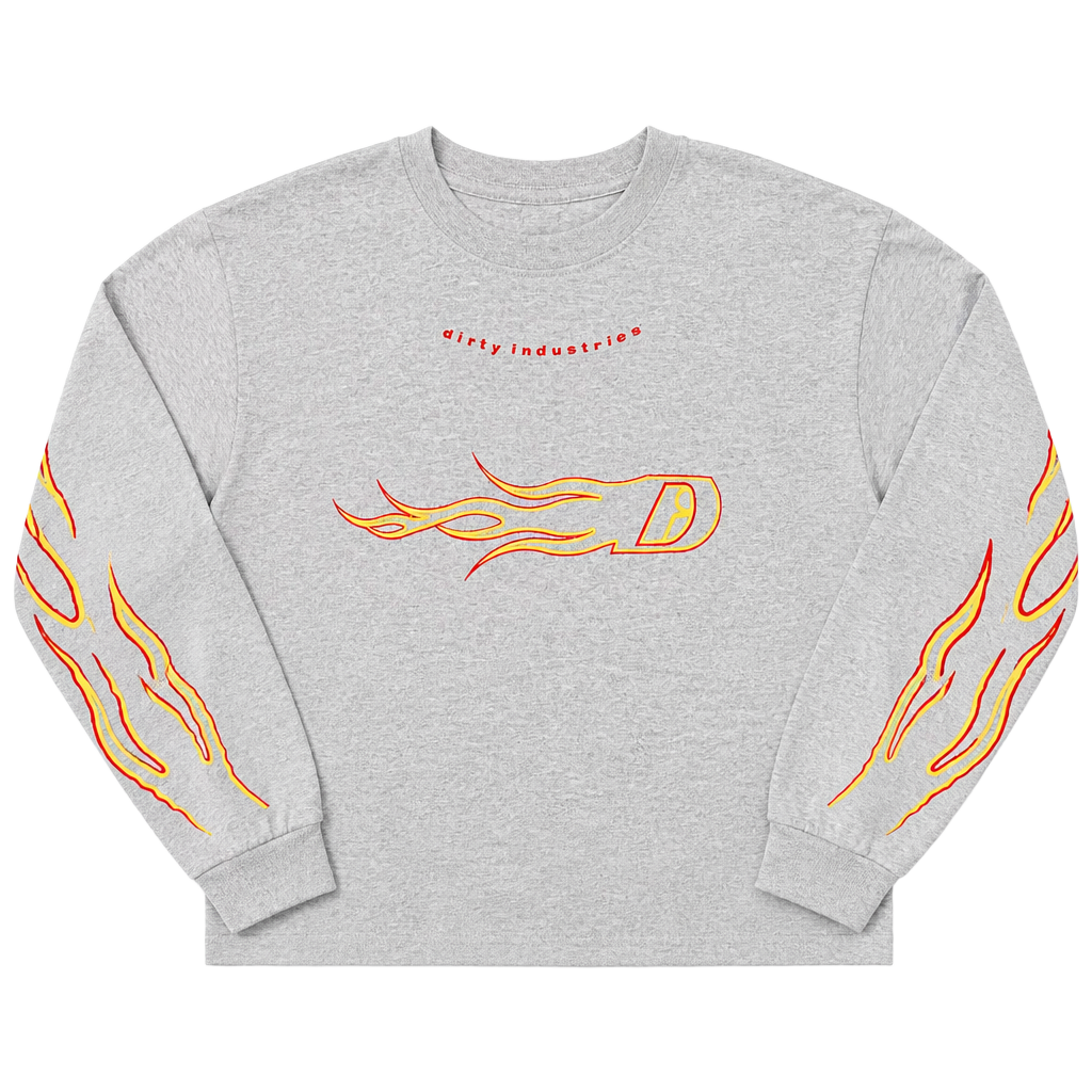 Gildan Dirty Industries Flame Long Sleeve Sweatshirt Grey 1