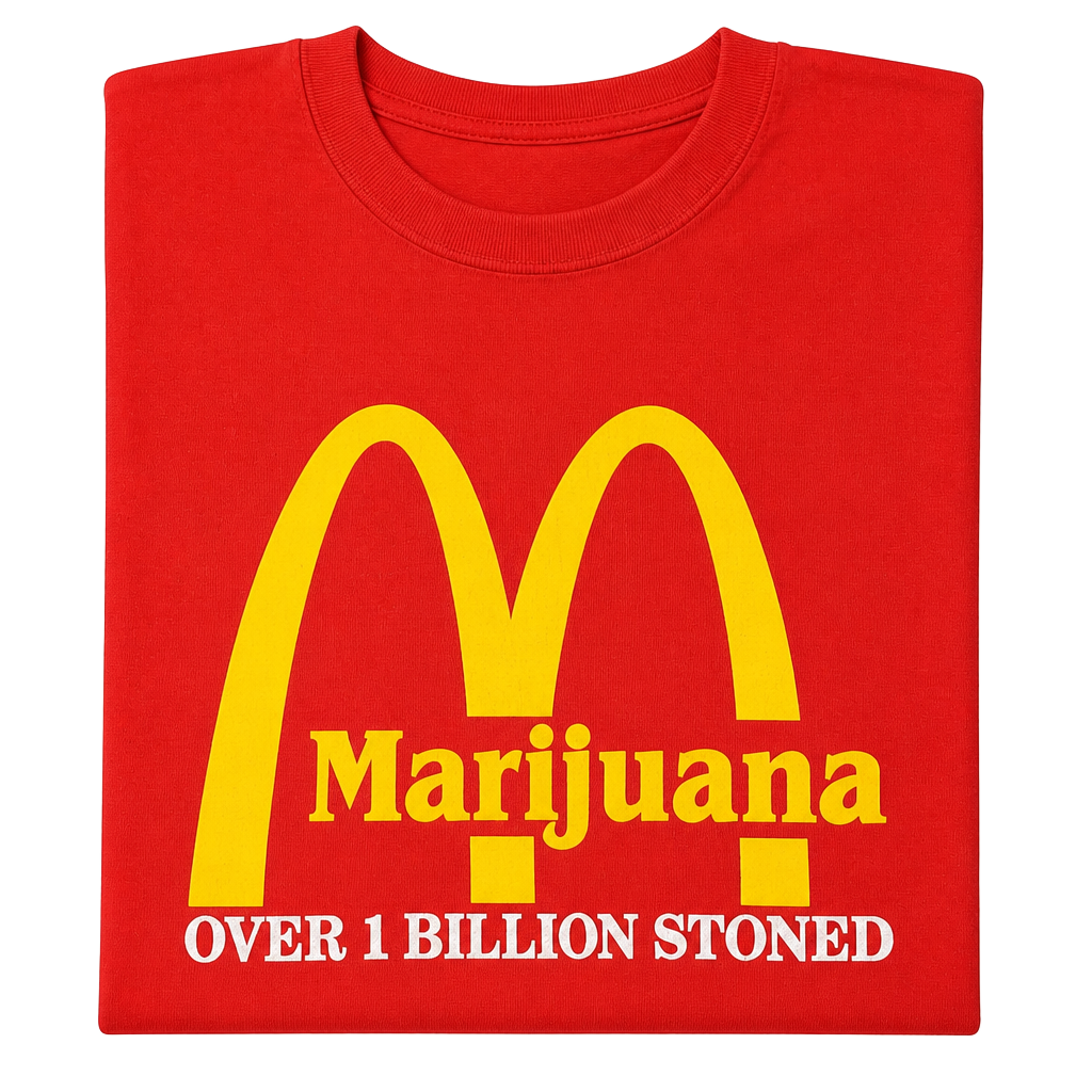 Fruit of the Loom McDonald's Marijuana T-Shirt Size XL Red Parody 420 1