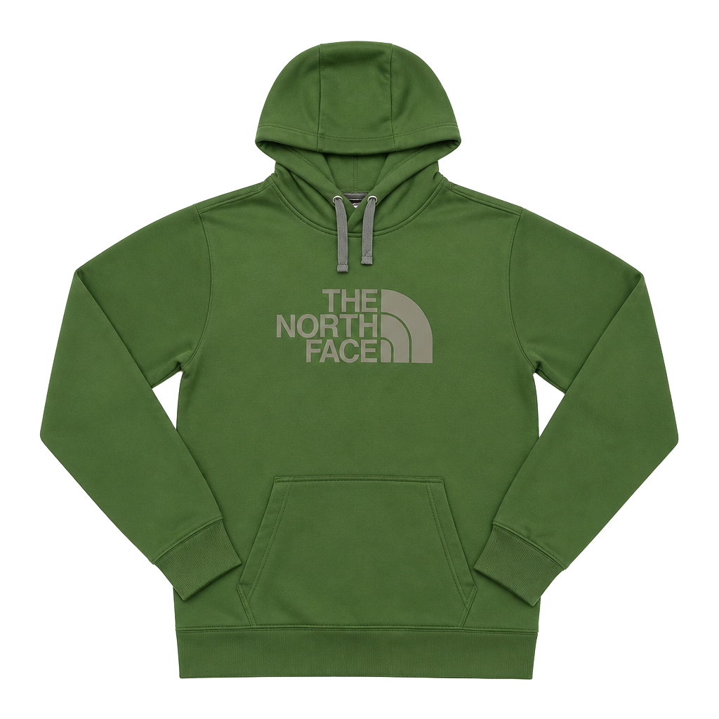 The North Face Mens Hoodie Pullover Olive Green Logo Relaxed Fit 1