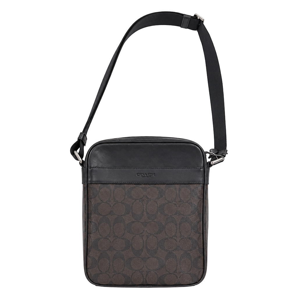 Coach Men's Charles Flight Bag in Signature Canvas Mahogany Brown 1