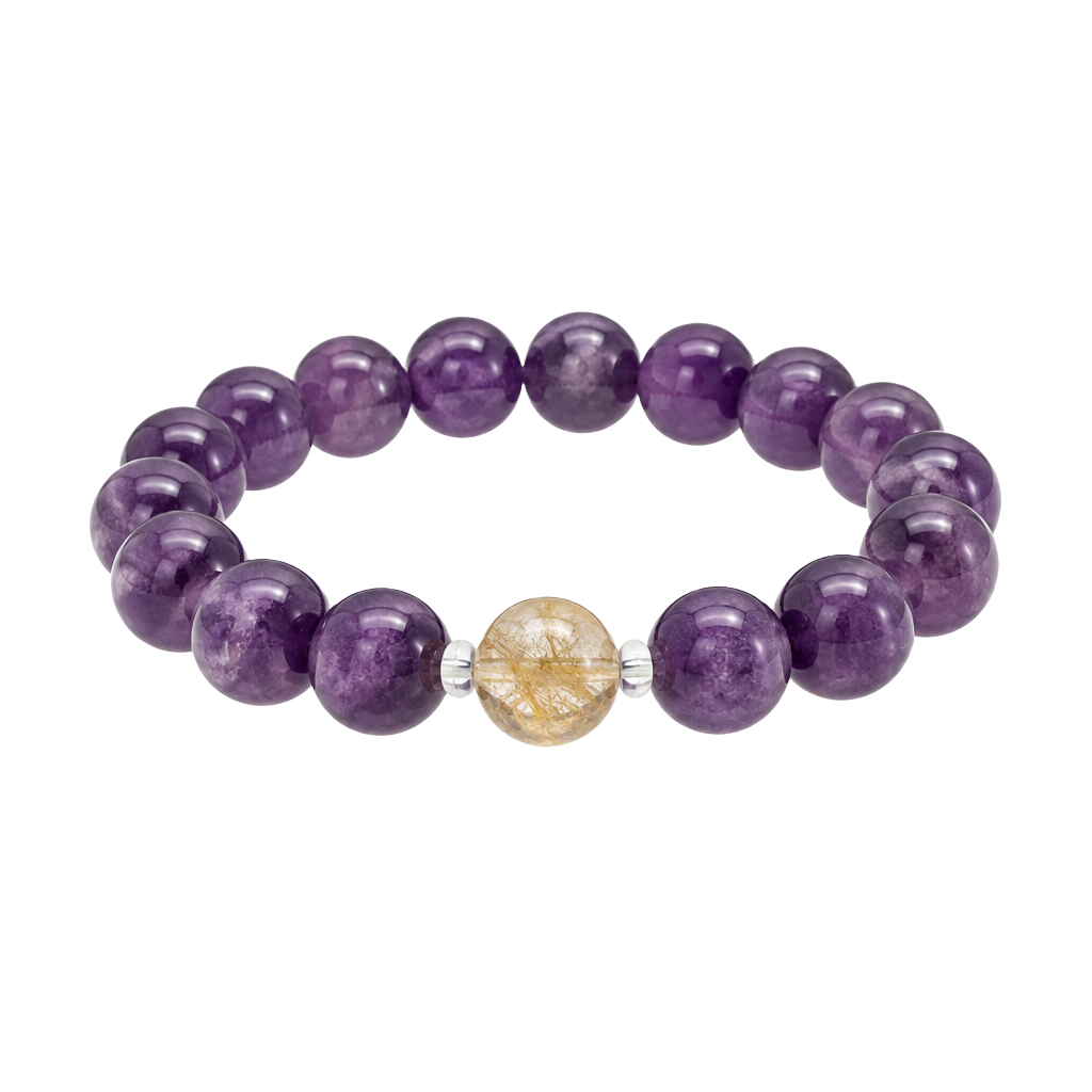 Amethyst Purple and Citrine Bead Gemstone Bracelets - maintain calmness 1