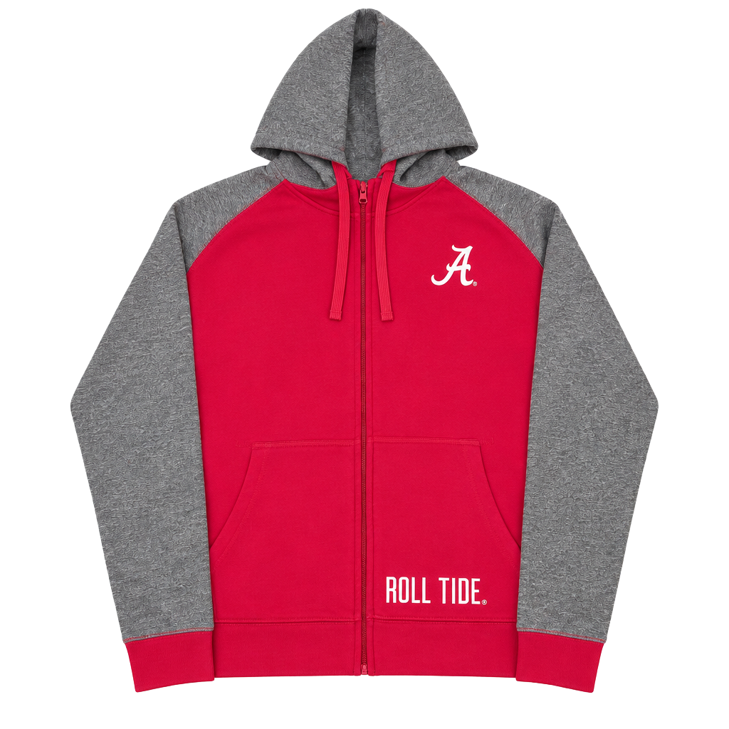 Colosseum Alabama Crimson Tide Full-Zip Hoodie Crimson Gray 1