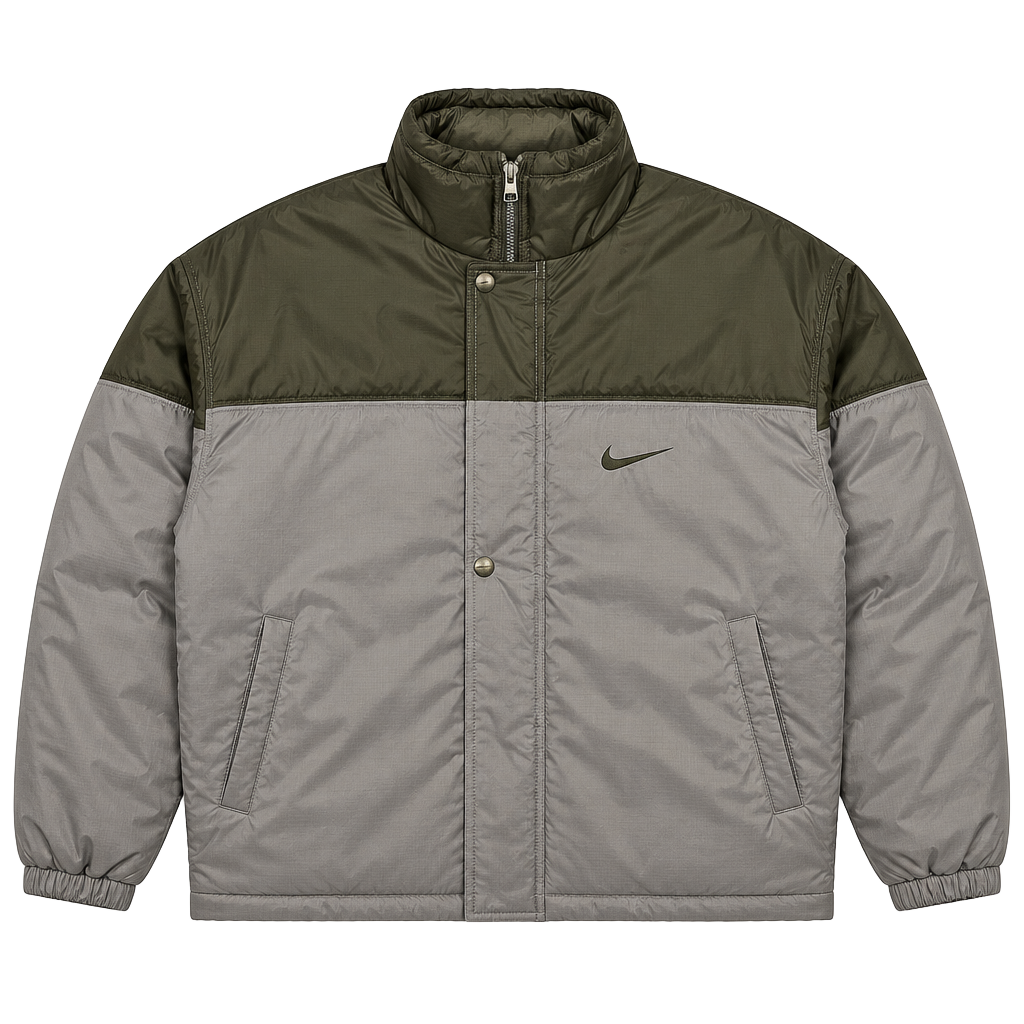 Nike Puffer Jacket Size XXL Vintage 90s Winter Coat Gray Black 1