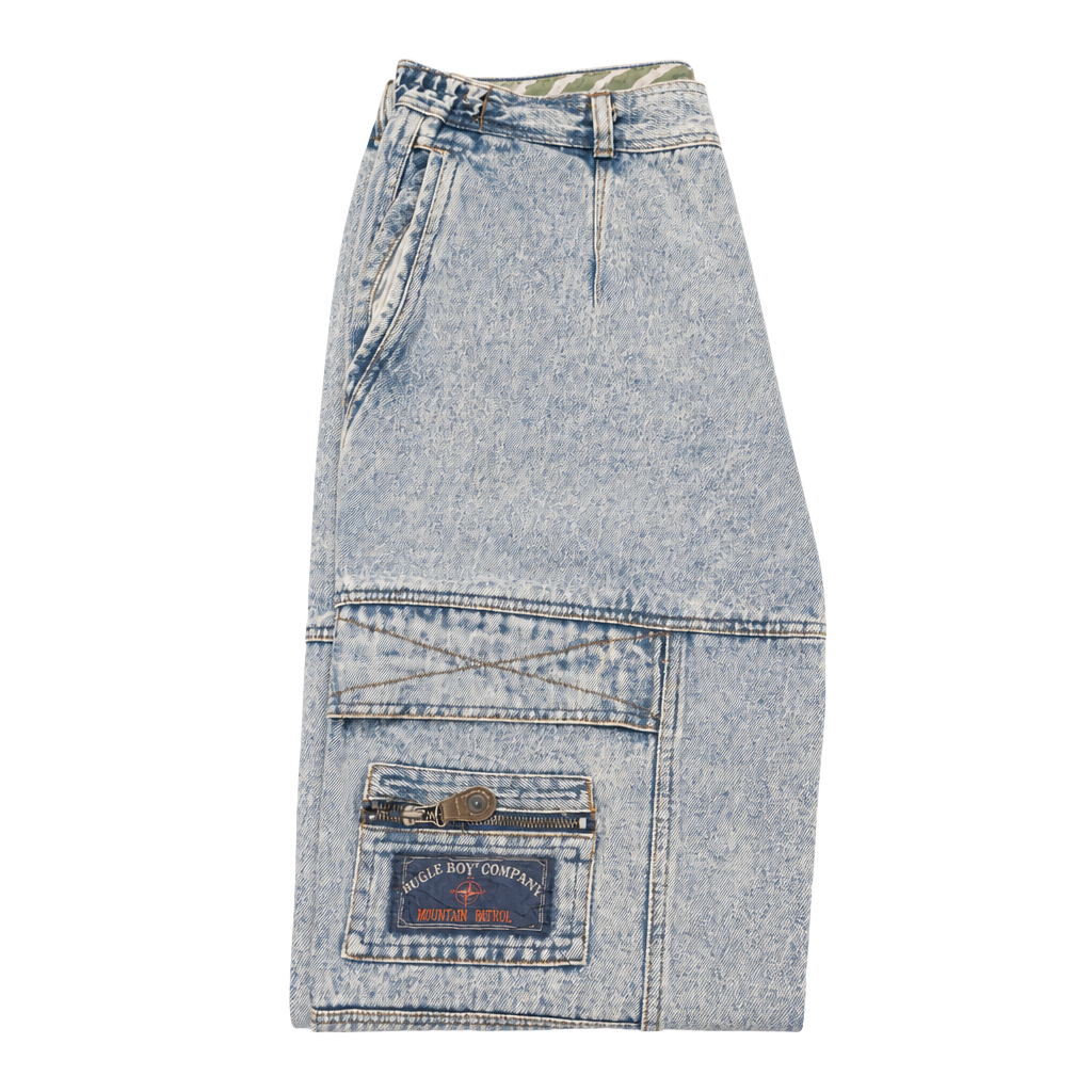 Bugle Boy Mountain Patrol Cargo Jeans Size 33L Acid Wash 1