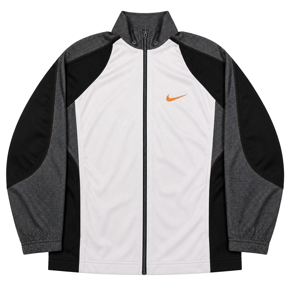 Nike Vintage Full Zip Track Jacket Size M White Black Gray Orange 1