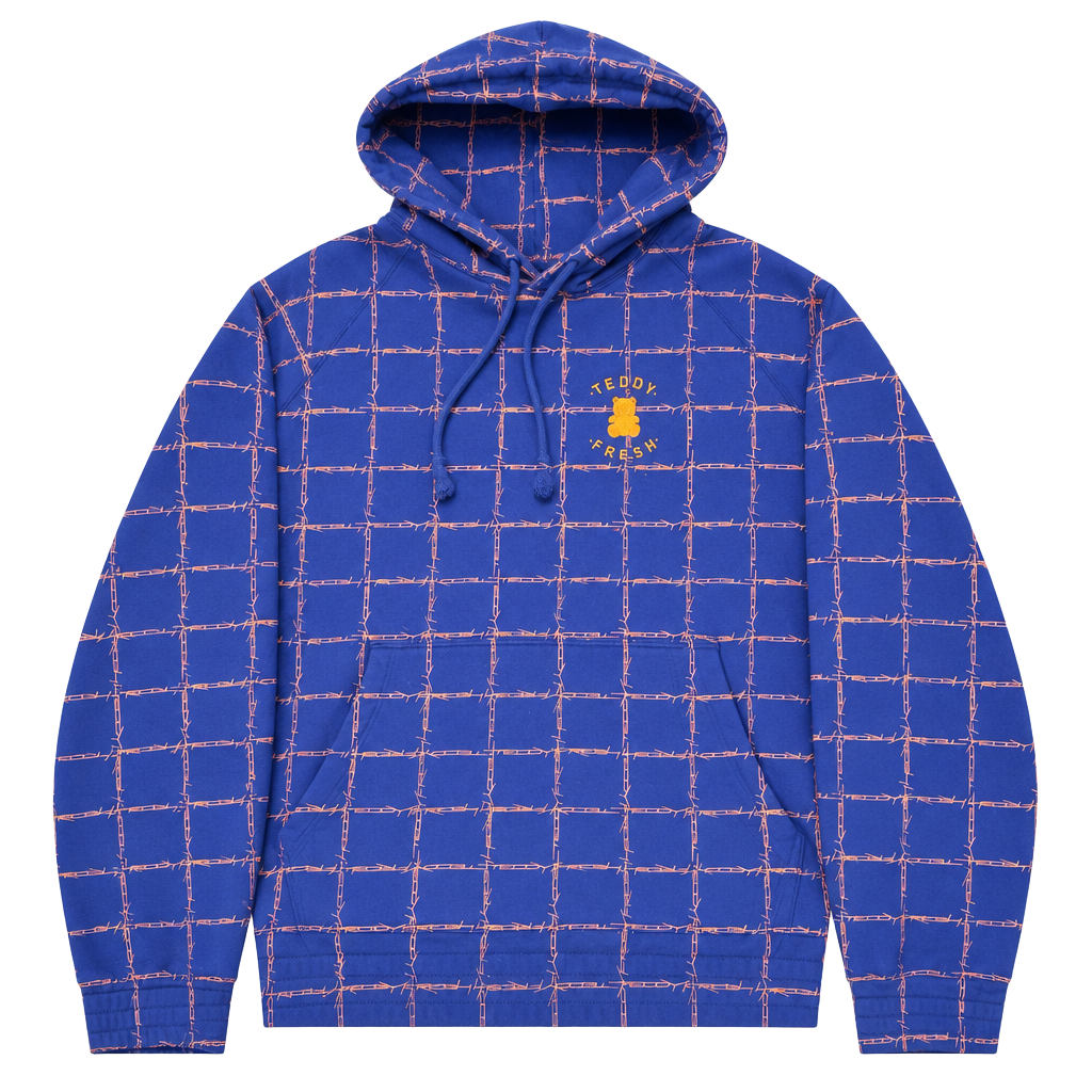 Teddy Fresh Barbed Wire Hoodie Size M Blue Orange Pullover Sweatshirt 1