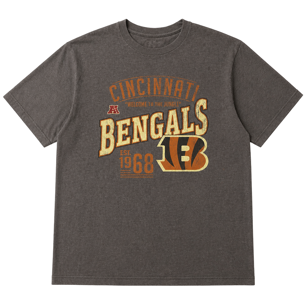 NFL Team Apparel Cincinnati Bengals T-Shirt Size XL Gray Welcome To The Jungle 1