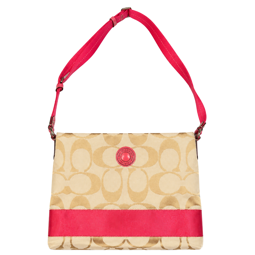 Coach Signature C Canvas Crossbody Bag Beige and Pink 1