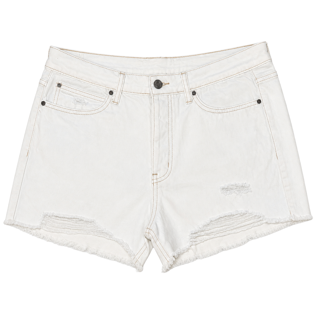 RSQ Jeans Vintage High Rise Distressed White Denim Shorts 1