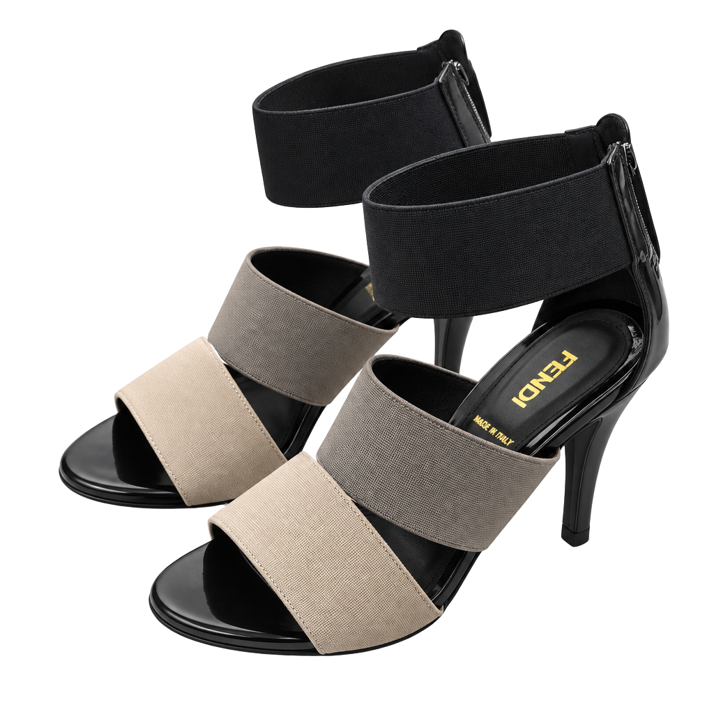 Fendi High Heel Sandals Size 37 Multi Color Elastic Straps 1