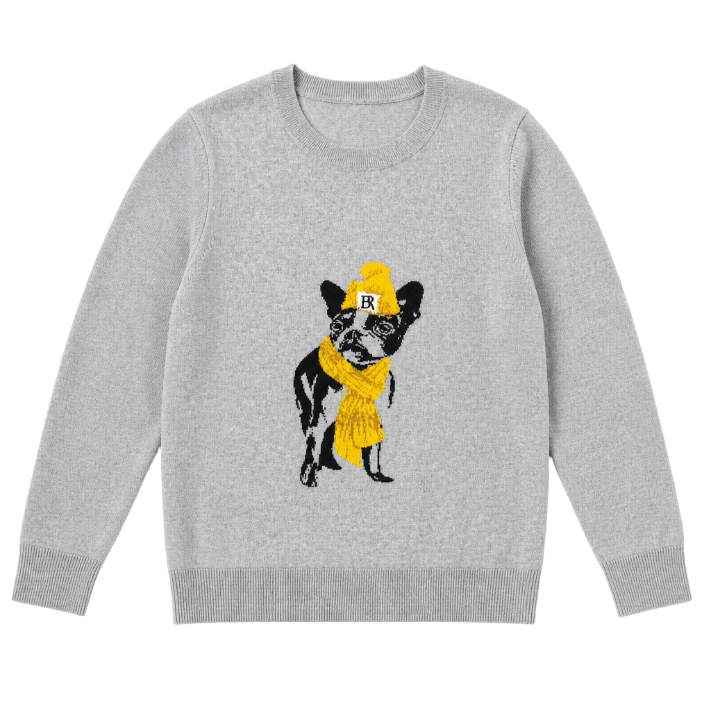 Banana Republic Bulldog Sweater Size XS Gray Frenchie Dog Graphic Pullover 1