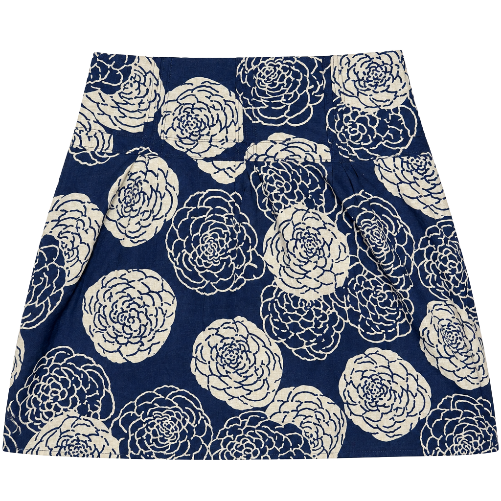 FOSSIL Cotton A-Line Skirt Size 6 Navy White Floral 1