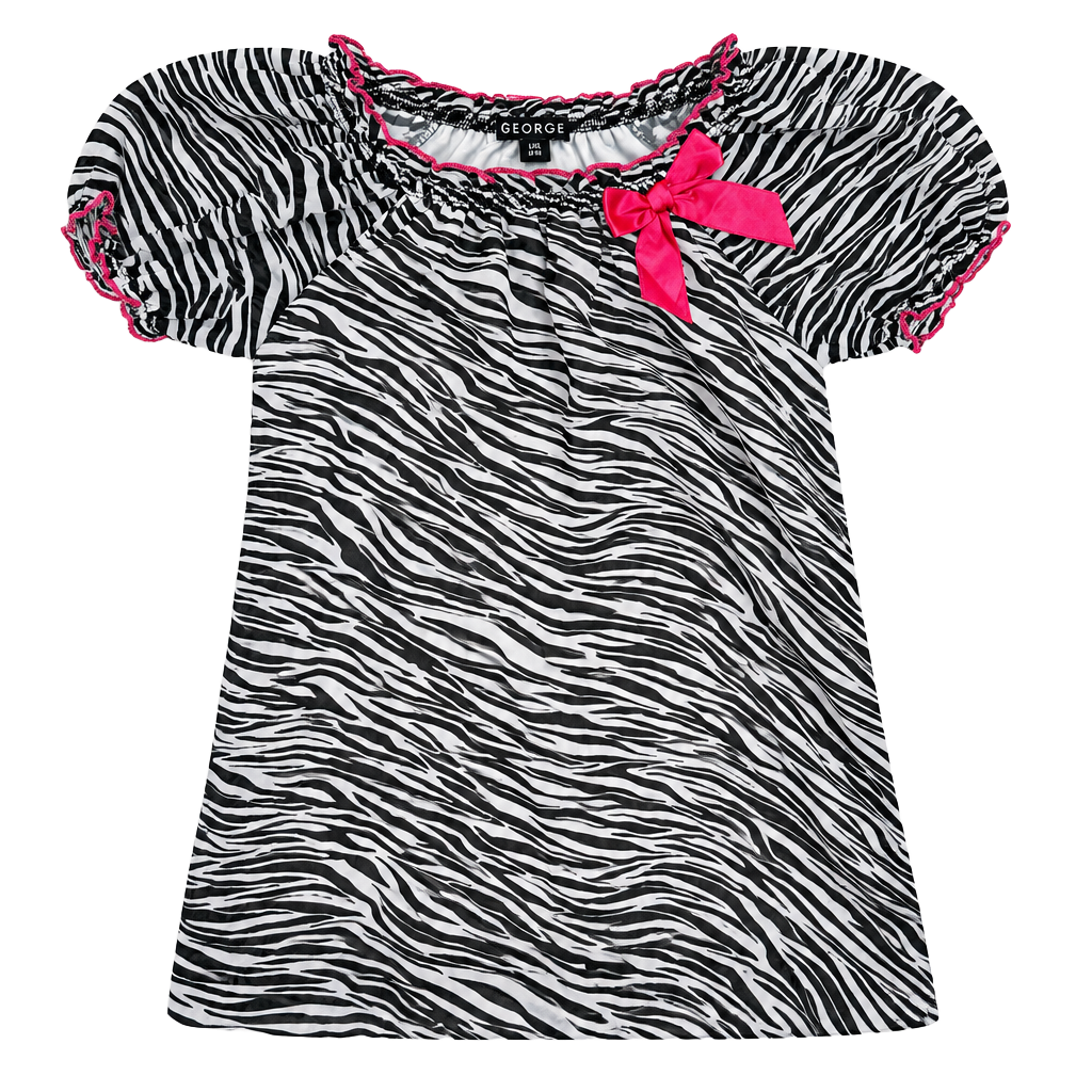 George Zebra Print Top Size 6-5X Pink Bow 1