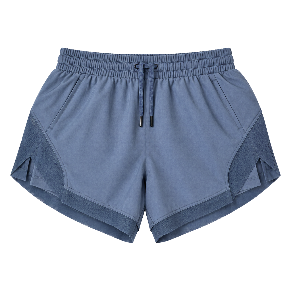 NWT - Halara Athletic Shorts Size L Blue Mesh Wrap Overlay 2-in-1 Workout 1