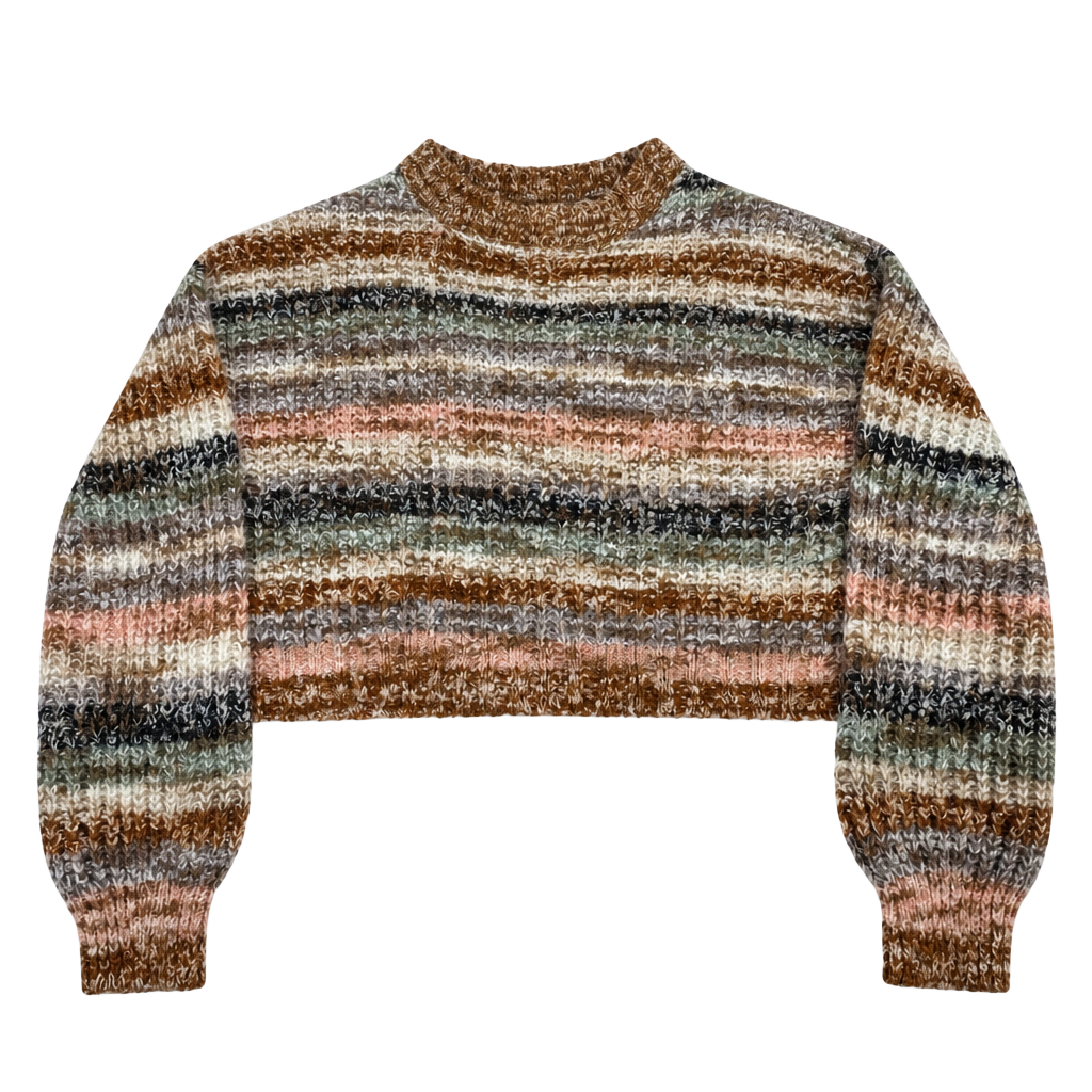 Made with Love Striped Crop Sweater Medium Multicolor 1