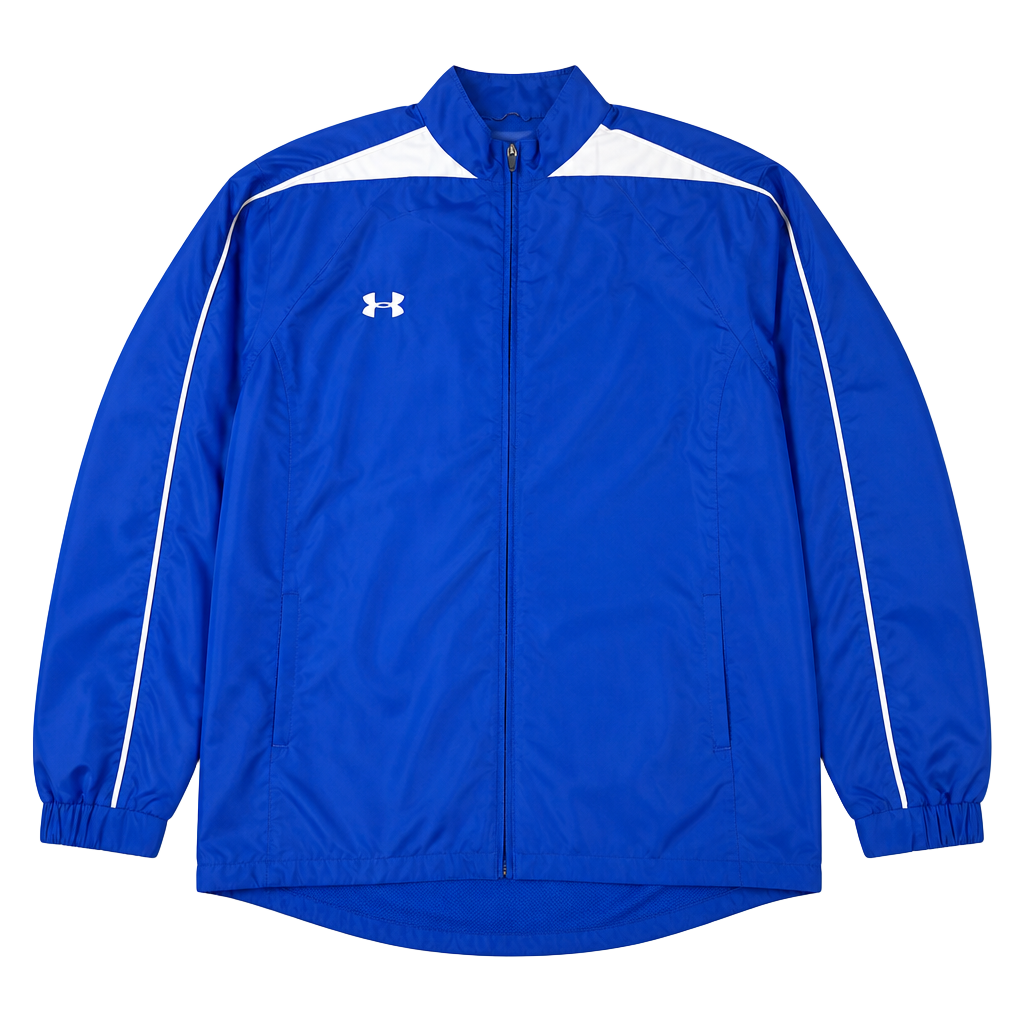 Under Armour Full Zip Royal Blue and White Track Jacket Windbreaker Medium 1