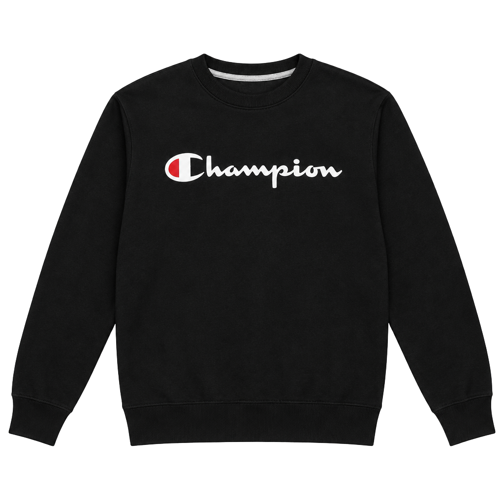 Champion Crewneck Sweatshirt Size XL Black Script Logo Pullover 1