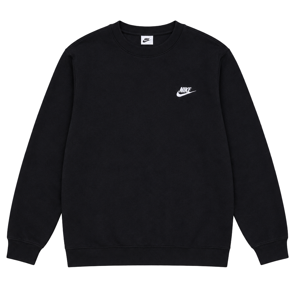 Nike Sportswear Club Crewneck Sweatshirt Black White Small 1