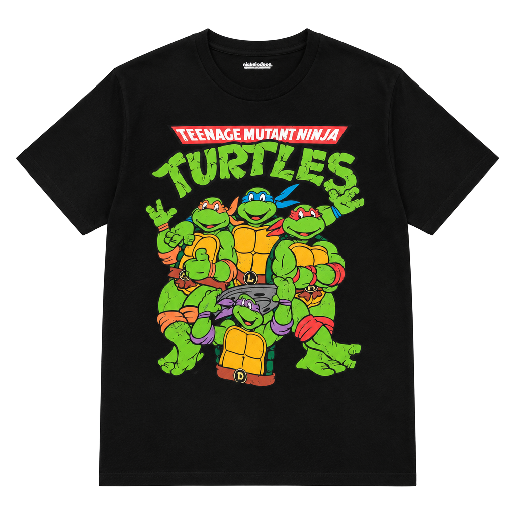 Nickelodeon Teenage Mutant Ninja Turtles Group Action Burst Black T-Shirt 1