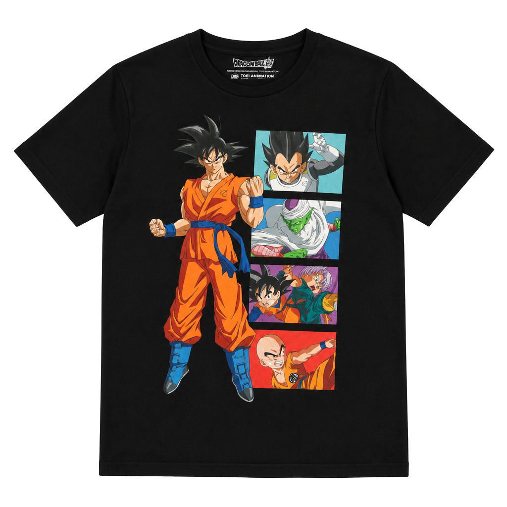 Toei Animation Dragon Ball Super Goku Character Panels Black T-Shirt 1