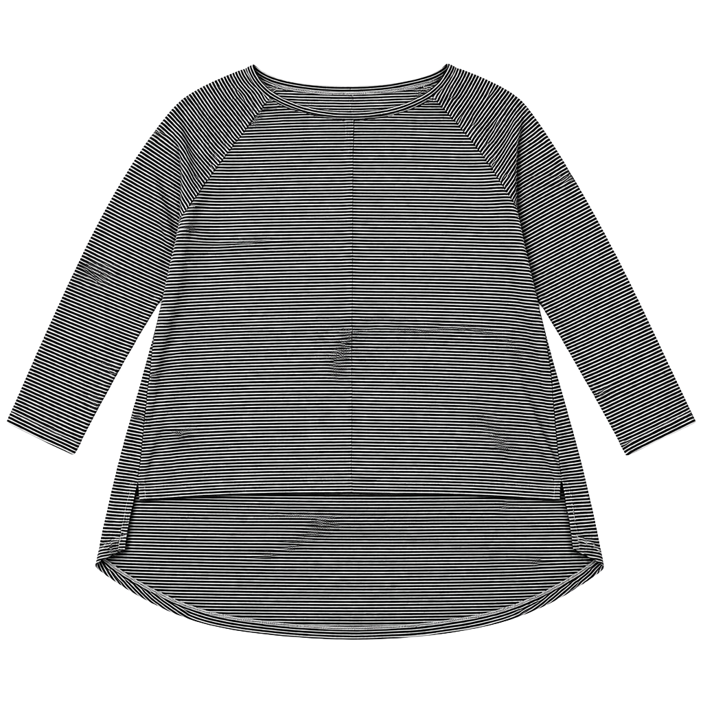Striped Black & White Women's Long Sleeve Top 1