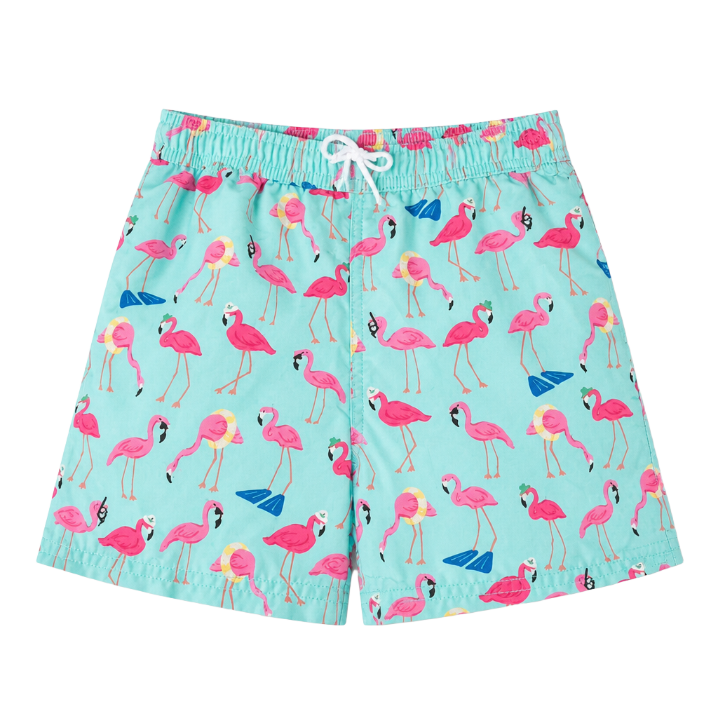 Janie and Jack Boy's Flamingo Swim Trunks, Size 6 1