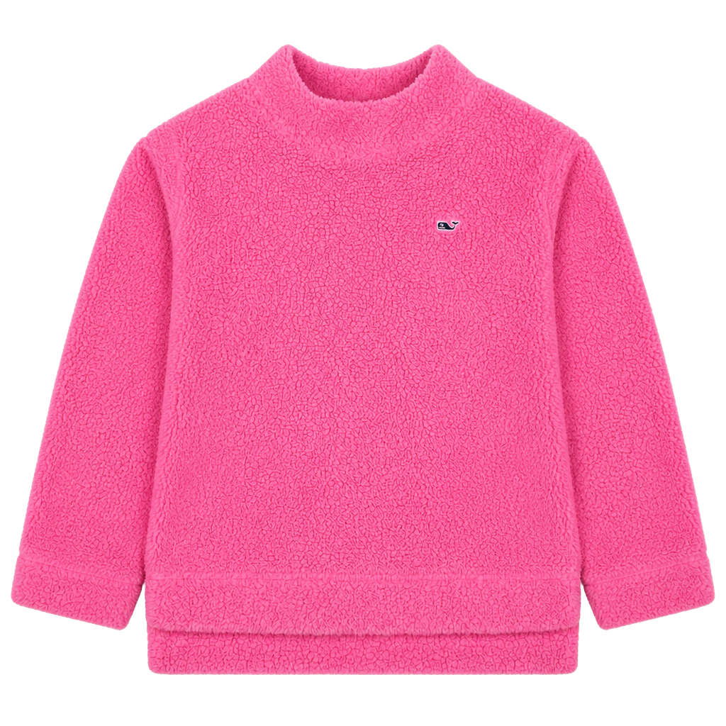 Vineyard Vines Kids Sherpa Fleece Pullover Size S (7-8 )Pink Mock Neck 1