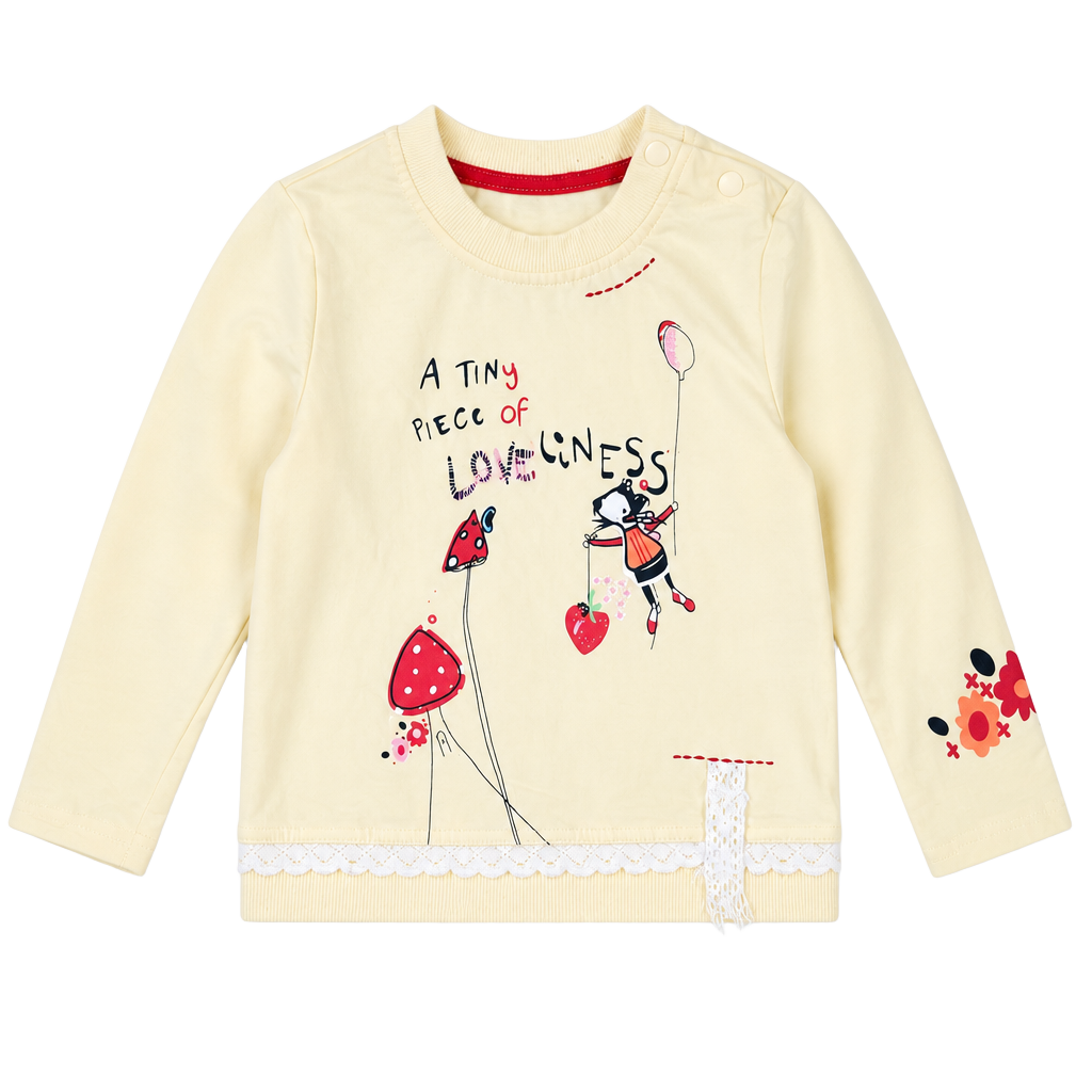 Unbranded A Tiny Piece of Loveliness Cartoon Sweatshirt Apricot 1
